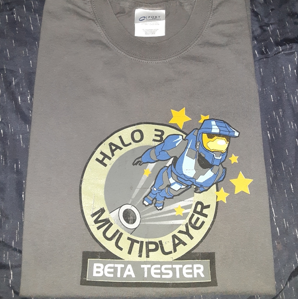 Halo 3 Multiplayer Beta Tester t - shirt with Blue character